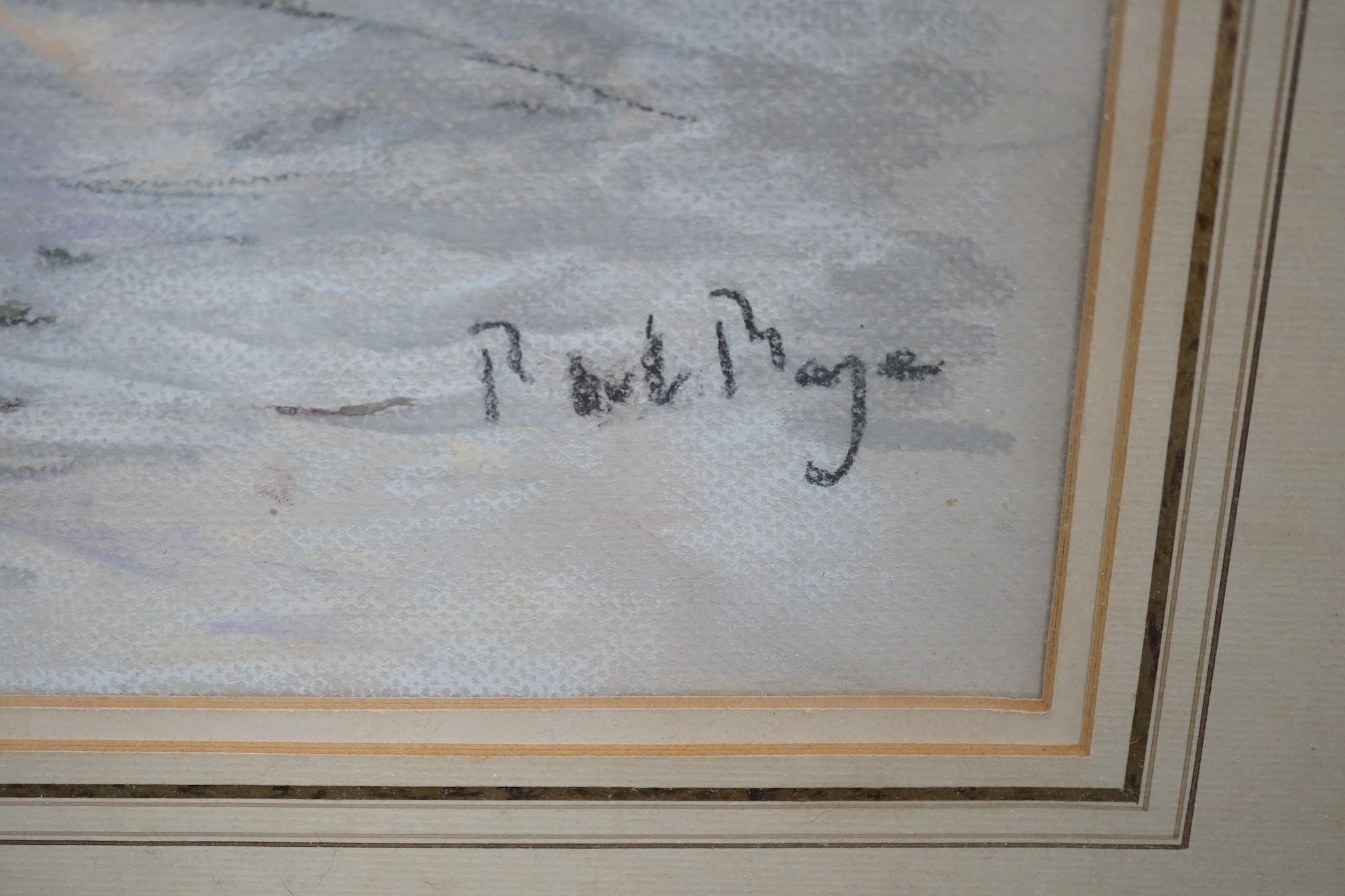 Paul Lucien Maze (French, 1887-1979), pastel, Coastal view with sailing boats, signed, 42 x 52cm. Condition - good, colours appear slightly muted